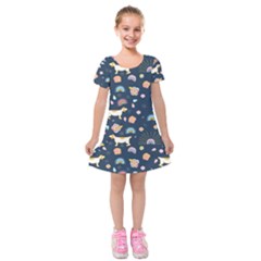 Dogs Kids  Short Sleeve Velvet Dress from ArtsNow.com