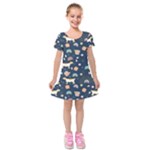 Dogs Kids  Short Sleeve Velvet Dress