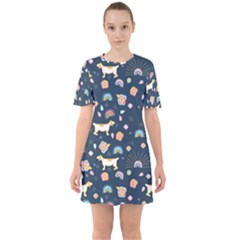 Sixties Short Sleeve Mini Dress 