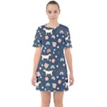 Dogs Sixties Short Sleeve Mini Dress