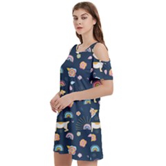 Women s Cold Shoulder Round Neck Mini Dress 