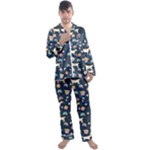 Dogs Men s Long Sleeve Satin Pajamas Set