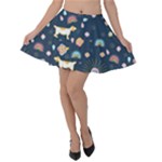 Dogs Velvet Skater Skirt