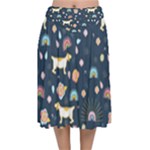 Dogs Velvet Flared Midi Skirt