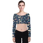 Dogs Velvet Long Sleeve Crop Top