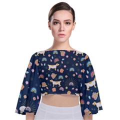 Tie Back Butterfly Sleeve Chiffon Top 