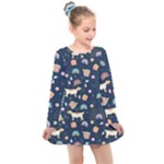 Dogs Kids  Long Sleeve Dress