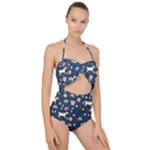 Dogs Scallop Top Cut Out Swimsuit