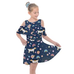 Kids  Shoulder Cutout Chiffon Dress 