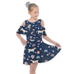 Dogs Kids  Shoulder Cutout Chiffon Dress