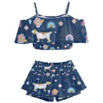 Dogs Kids  Off Shoulder Skirt Bikini