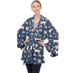 Long Sleeve Velvet Kimono  