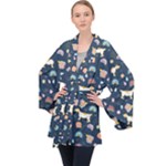 Dogs Long Sleeve Velvet Kimono 