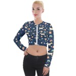 Dogs Long Sleeve Cropped Velvet Jacket