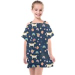 Dogs Kids  One Piece Chiffon Dress