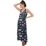 Dogs V-Neck Chiffon Maxi Dress