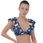 Dogs Plunge Frill Sleeve Bikini Top