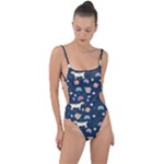 Dogs Tie Strap One Piece Swimsuit