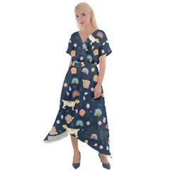 Cross Front Sharkbite Hem Maxi Dress 