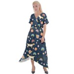 Dogs Cross Front Sharkbite Hem Maxi Dress