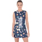 Dogs Lace Up Front Bodycon Dress