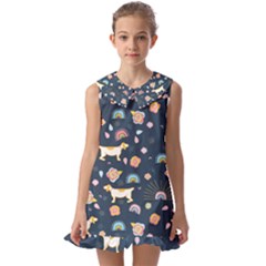 Kids  Pilgrim Collar Ruffle Hem Dress 