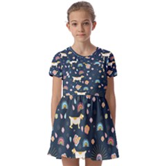 Kids  Short Sleeve Pinafore Style Dress 