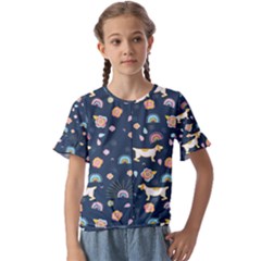 Kids  Cuff Sleeve Scrunch Bottom T-Shirt 