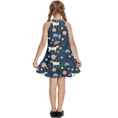 Kids  Halter Collar Waist Tie Chiffon Dress 