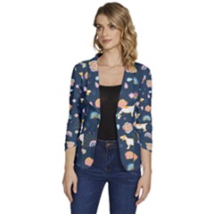 Women s One-Button 3/4 Sleeve Short Jacket 