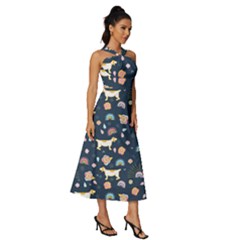 Sleeveless Cross Front Cocktail Midi Chiffon Dress 