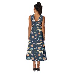 Sleeveless Cross Front Cocktail Midi Chiffon Dress 