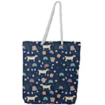 Dogs Full Print Rope Handle Tote (Large)