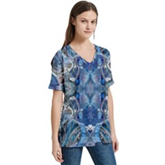 V-Neck Split Shoulder Casual T-Shirt 