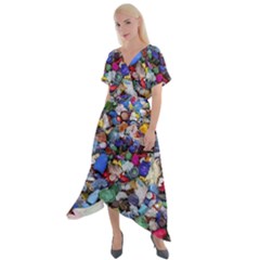 Cross Front Sharkbite Hem Maxi Dress 