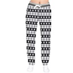 Black And White Circles Pattern Women Velvet Drawstring Pants