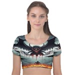 Halloween Goodie Velvet Short Sleeve Crop Top 