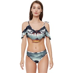 Ruffle Edge Tie Up Bikini Set	 