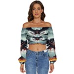 Halloween Goodie Long Sleeve Crinkled Weave Crop Top