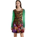 Merry christmas Long Sleeve Velour Skater Dress