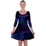 Abstract Feathers Quarter Sleeve Skater Dress