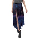 Abstract Feathers Velour Split Maxi Skirt