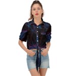 Abstract Feathers Tie Front Shirt 