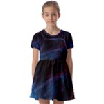 Abstract Feathers Kids  Short Sleeve Pinafore Style Dress