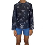 Snowflakes Snow Snowfall Snowing Kids  Long Sleeve Swimwear