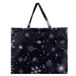 Snowflakes Snow Snowfall Snowing Zipper Large Tote Bag