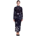 Snowflakes Snow Snowfall Snowing Turtleneck Maxi Dress