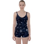 Snowflakes Snow Snowfall Snowing Tie Front Two Piece Tankini