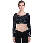 Snowflakes Snow Snowfall Snowing Velvet Long Sleeve Crop Top