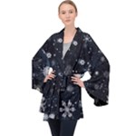 Snowflakes Snow Snowfall Snowing Long Sleeve Velvet Kimono 